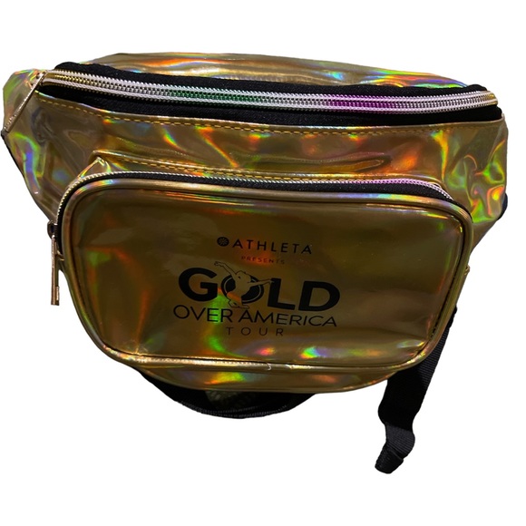 Athleta Gold Over America Tour gold belt bag EUC, spot on back - Picture 3 of 11